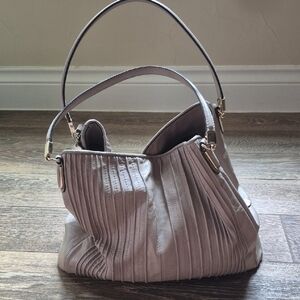 Coach Gray Shoulder Bag with Pleated Design